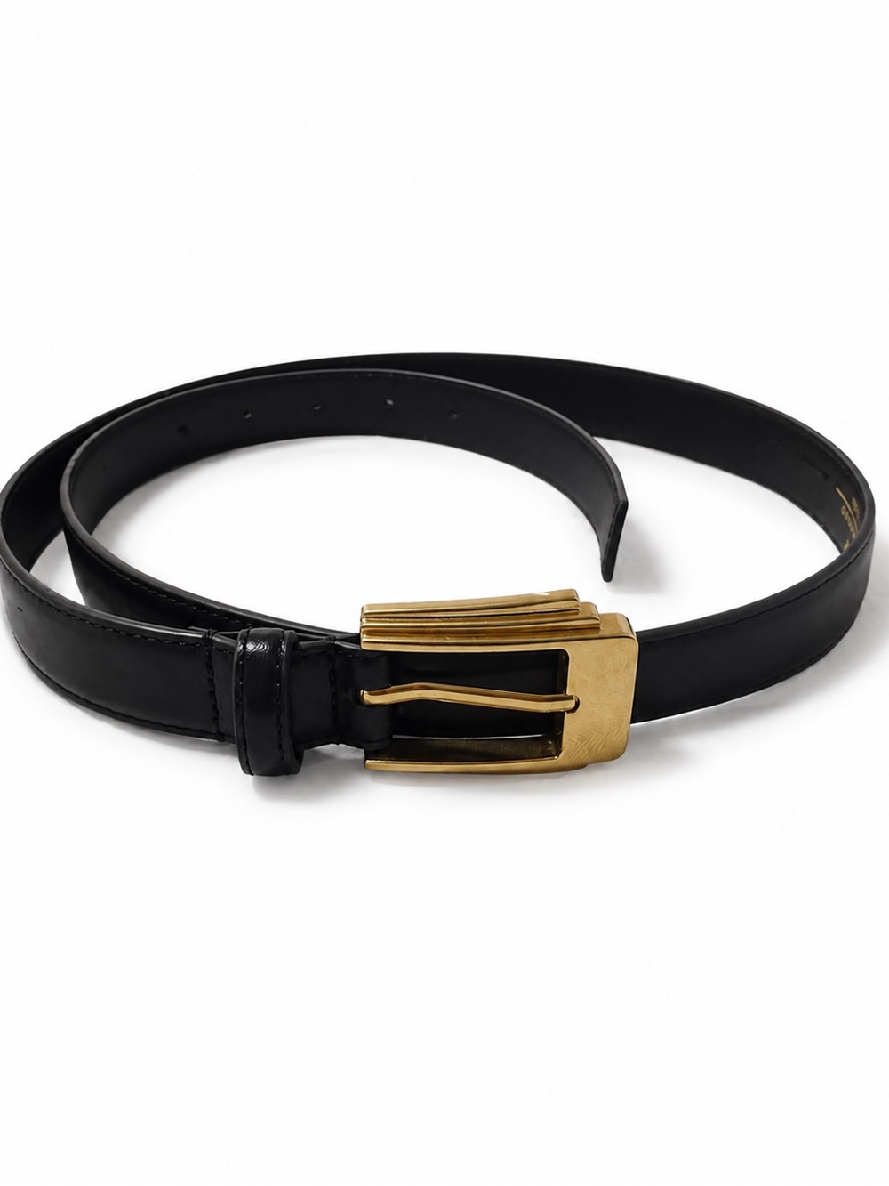 Weekend Max Mara UNGHIA Black Leather Belt Gold Buckle L 95cm NWT
